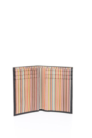 leather card holder with striped inner
