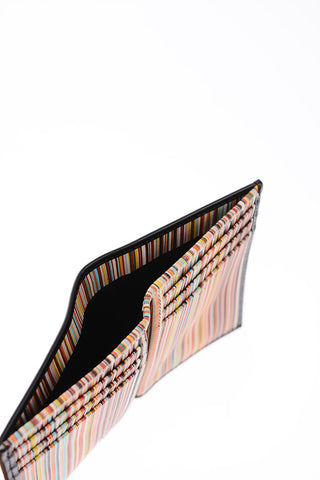 leather card holder with striped inner