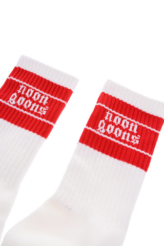 ribbed long socks with contrasting band