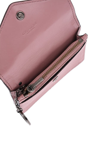 textured leather card holder with Outer Pocket