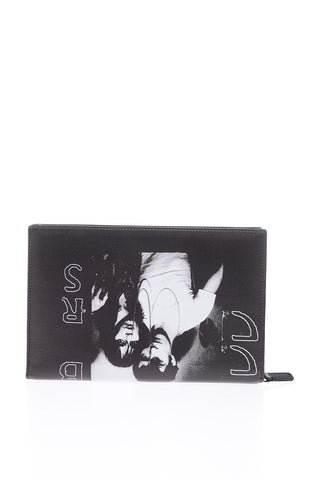 Porta documenti stampato in pelle con chiusura zip