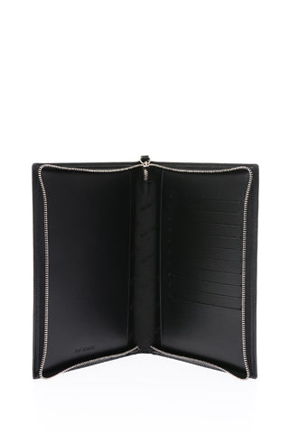 Porta documenti stampato in pelle con chiusura zip