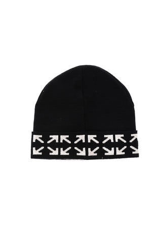 wool beanie with arrows embroidery