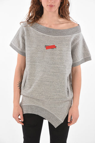 Minidress in Felpa a Maniche Corte con Stampa