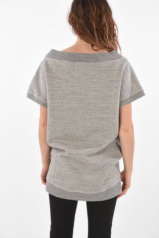 Minidress in Felpa a Maniche Corte con Stampa