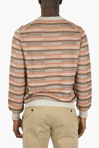 EX LUXURY embroidered wool and cotton crew-neck sweater