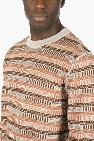 EX LUXURY embroidered wool and cotton crew-neck sweater