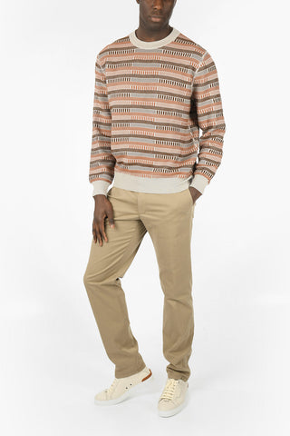 EX LUXURY embroidered wool and cotton crew-neck sweater