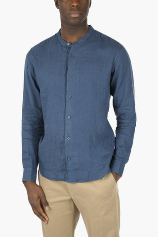 ZZEGNA camicia in lino collo coreana