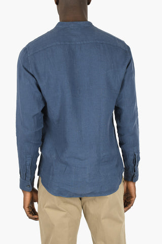 ZZEGNA camicia in lino collo coreana