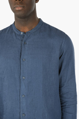 ZZEGNA camicia in lino collo coreana