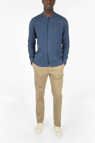 ZZEGNA camicia in lino collo coreana