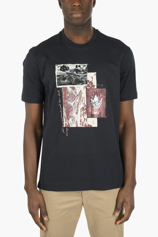 ZZEGNA crew-neck t-shirt with maxi print on the front