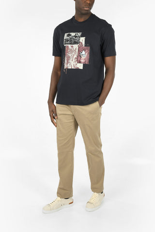 ZZEGNA crew-neck t-shirt with maxi print on the front
