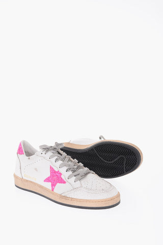 vintage effect leather BALL STAR sneakers with glitter