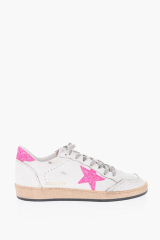 vintage effect leather BALL STAR sneakers with glitter