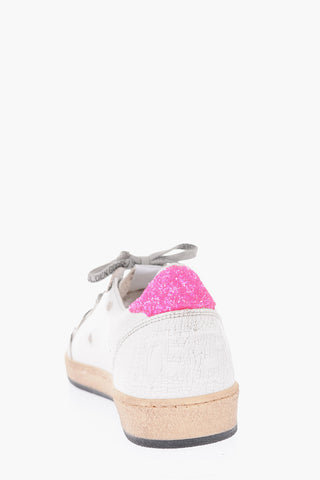 vintage effect leather BALL STAR sneakers with glitter