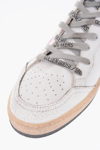 vintage effect leather BALL STAR sneakers with glitter