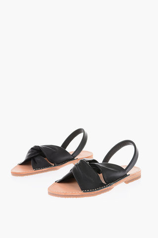 leather knotted design sandals