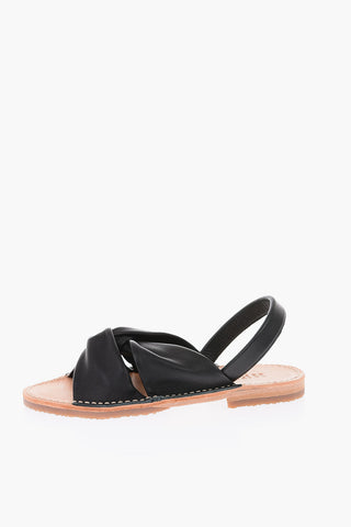 leather knotted design sandals