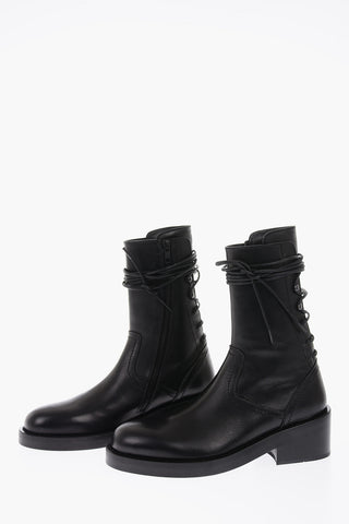 stivaletto lace up in pelle con zip laterale