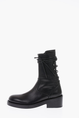 stivaletto lace up in pelle con zip laterale