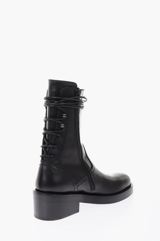 stivaletto lace up in pelle con zip laterale