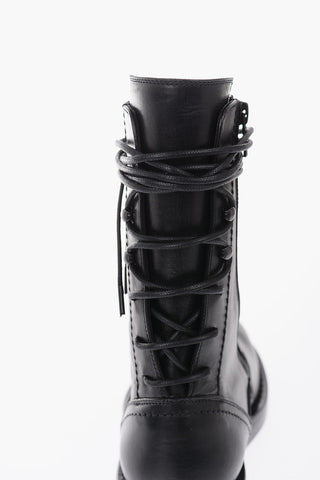 stivaletto lace up in pelle con zip laterale