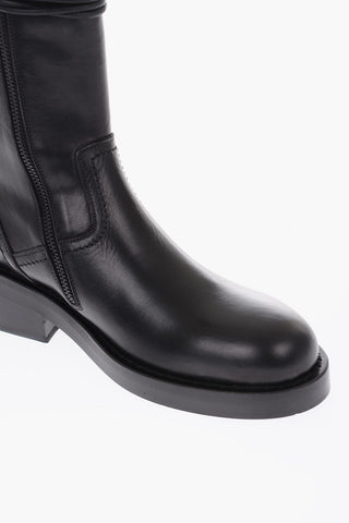 stivaletto lace up in pelle con zip laterale