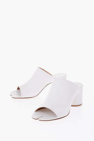 MM22 7cm leather TABI Mules with logo sole