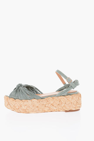 6cm Knotted leather sandals with straw sole
