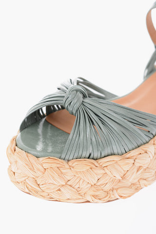 6cm Knotted leather sandals with straw sole
