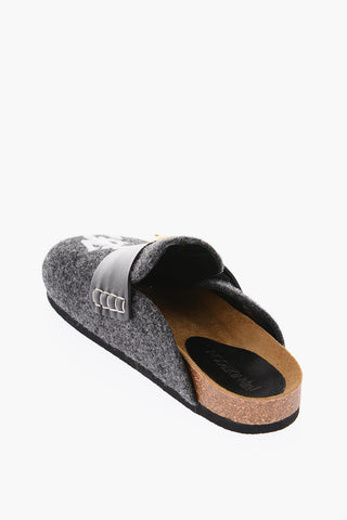 felt mules with golden detail