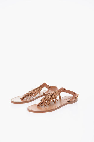 Sandali infradito FRIDA in pelle con nappina effetto pitone
