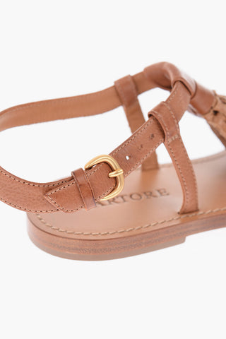 Sandali infradito FRIDA in pelle con nappina effetto pitone