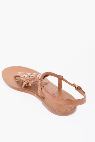 Sandali infradito FRIDA in pelle con nappina effetto pitone