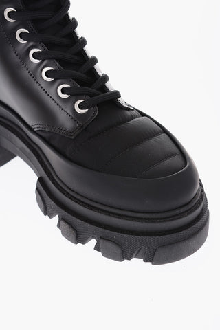 leather combat boots with padded details