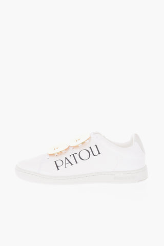 Sneakers basse in ecopelle con dettaglio dorato
