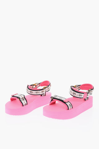 4cm platform sandals with touch strap closure