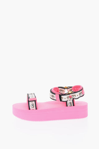 4cm platform sandals with touch strap closure