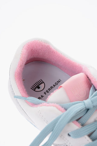 leather sneakers with glitter details 