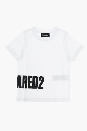 solid color t-shirt with printed logo