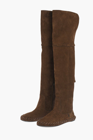 Suede Leather Over-the-knee Boots with Tassels