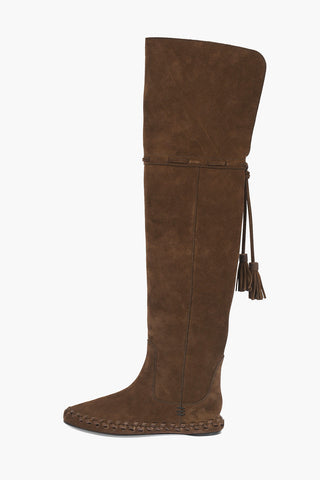 Suede Leather Over-the-knee Boots with Tassels