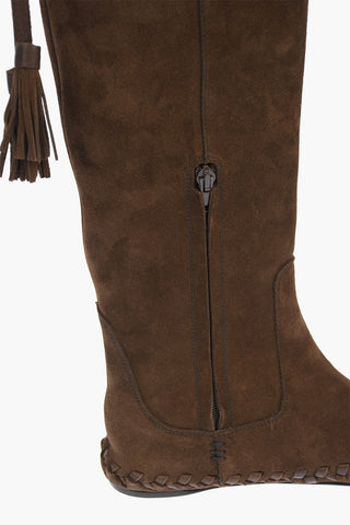 Suede Leather Over-the-knee Boots with Tassels