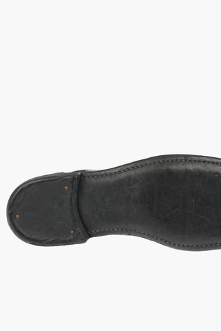 Scarpe Derby in Pelle con Suola in Cuoio