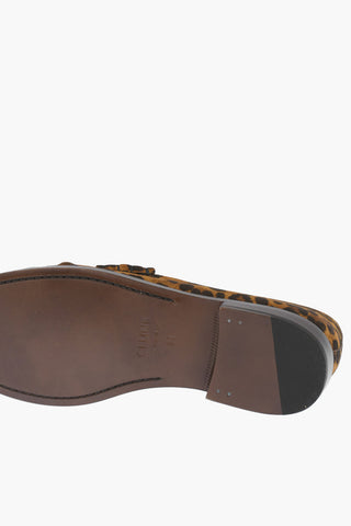 Leopard Printed Suede Leather Loafers with Triomphe Chain