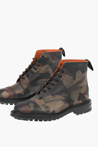 JUNYA WATANABE X TRICKER'S Camouflage Printed Leather Combat Booties