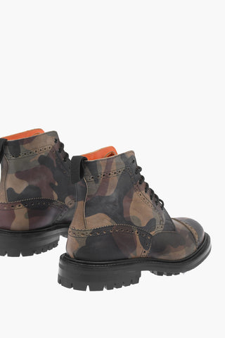 JUNYA WATANABE X TRICKER'S Camouflage Printed Leather Combat Booties