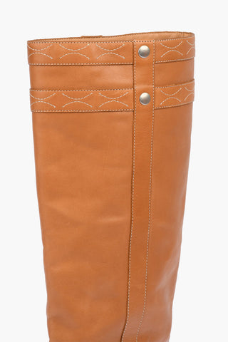 Leather Knee-High Boots with Contrasting Trimmings 5 cm